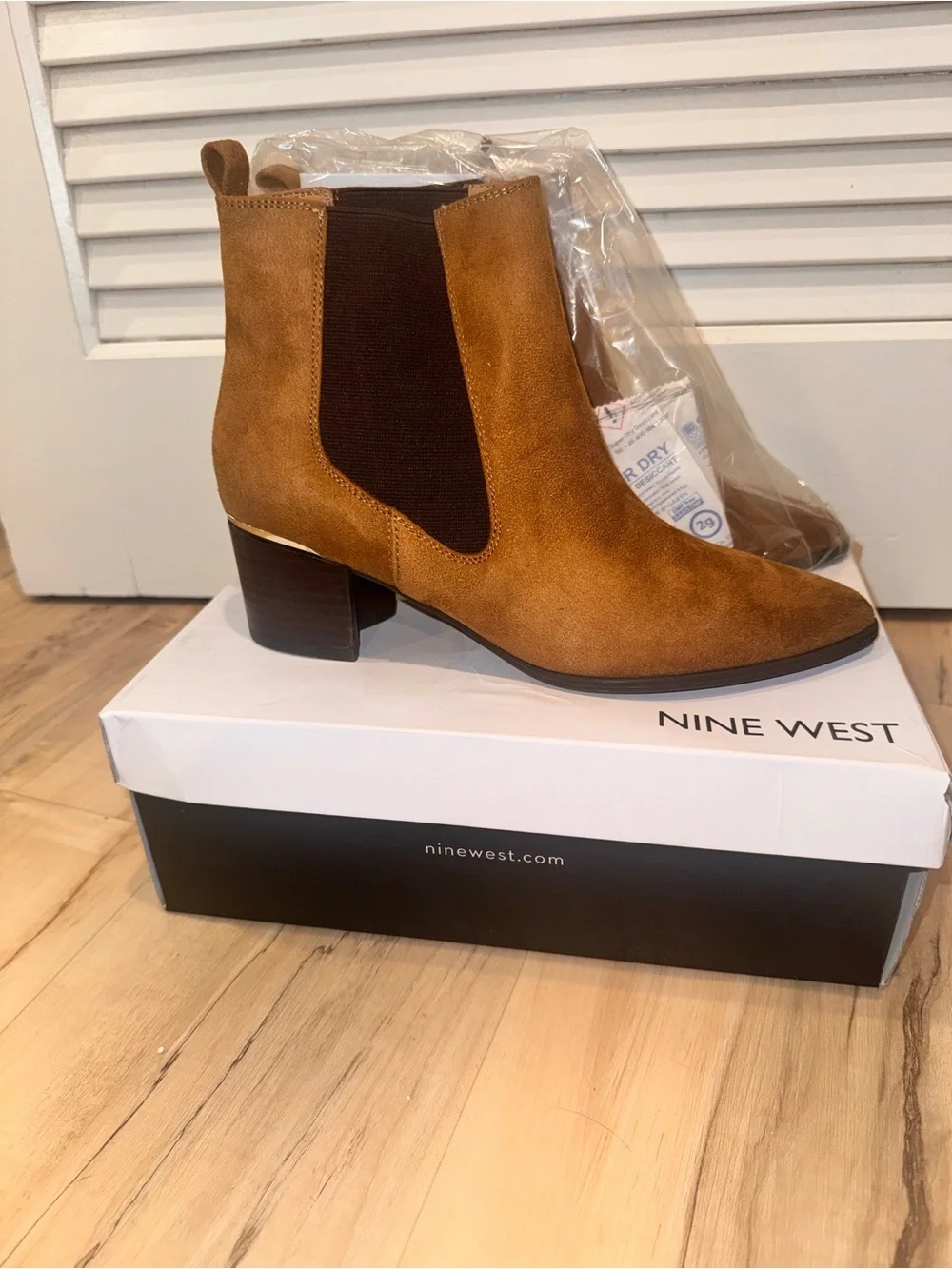 Nine West Suede Pull-On Ankle Boots in Cognac Brown